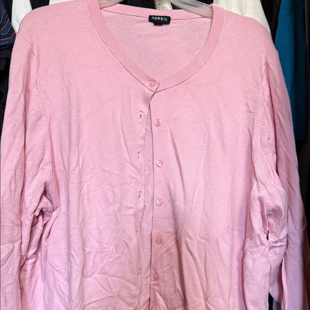Torrid Light Pink Button-Up Cardigan